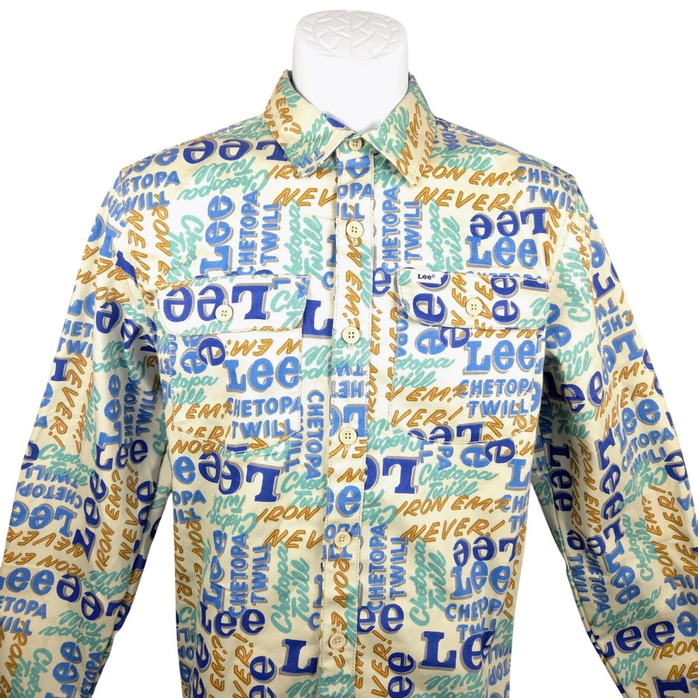 Lee Chetopa Twill Workwear Graphic Print Button Up Shirt Men Size S